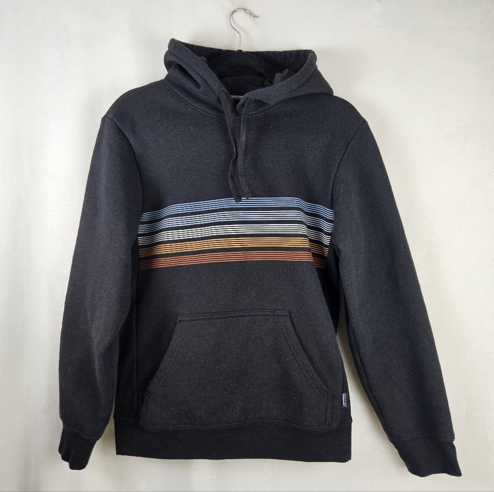 Patagonia Unisex Charcoal Stripe Pullover Loungewear Hoodie W(S) M(XS)